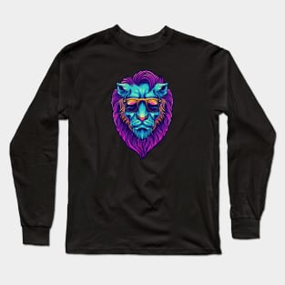 Psychedelic Lion Head Illustration Long Sleeve T-Shirt